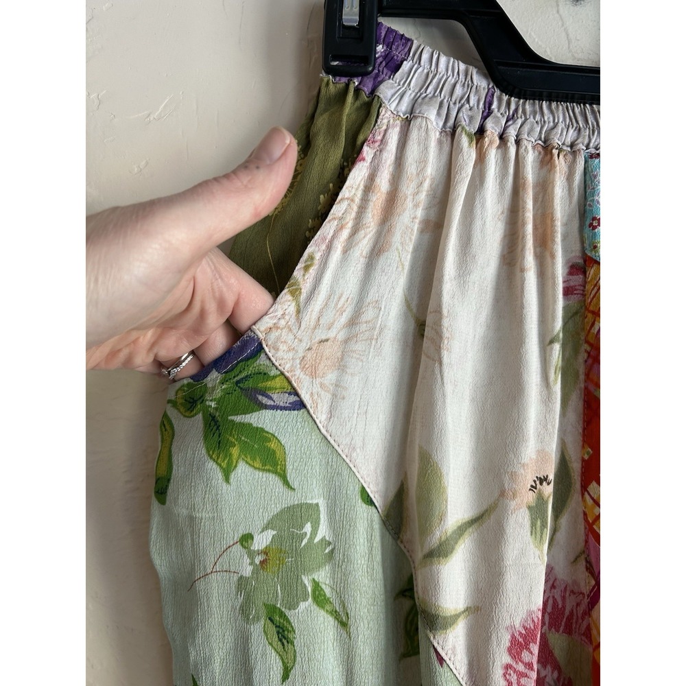 Sacred Threads Patchwork Pull On Baggy Wide Leg Cropped Pants S Boho Festival - Picture 5 of 8